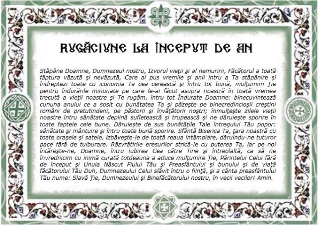 rugaciune la inceput de an